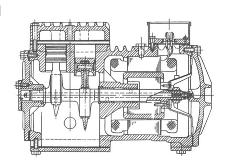 半关闭式压缩机的构造总图